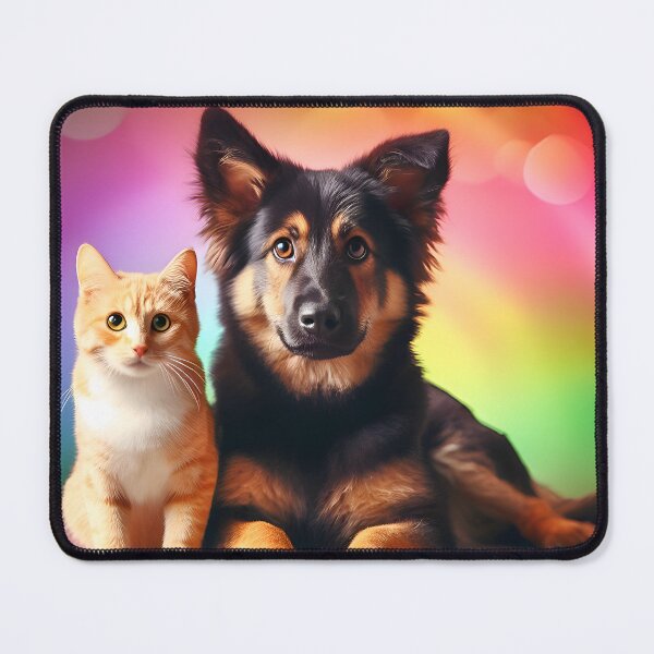 Item preview, Orange cat and shepherd style dog designed and sold by GatoTienda.