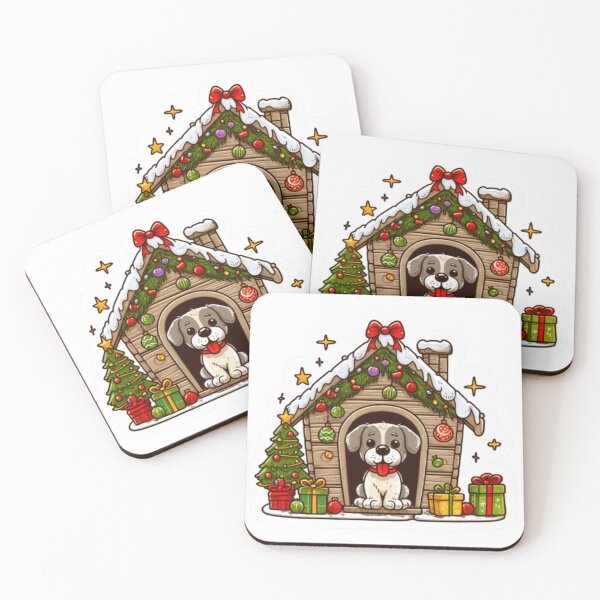 Item preview, Dog in Christmas-decorated dog house! designed and sold by ecupirate99.