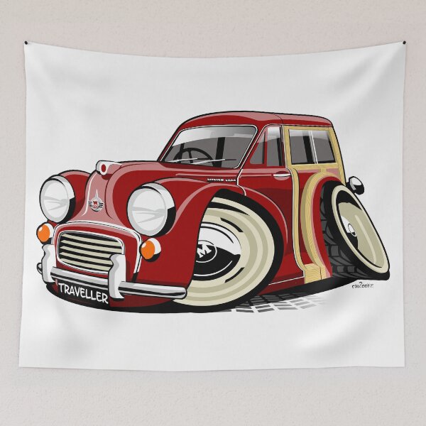 Item preview, Morris Minor Traveller caricature - Dark red designed and sold by car2oonz.