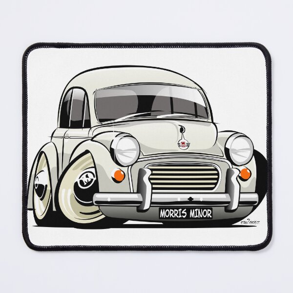 Item preview, Morris Minor 1000 saloon caricature - old English white designed and sold by car2oonz.