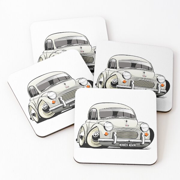 Item preview, Morris Minor 1000 saloon caricature - old English white designed and sold by car2oonz.