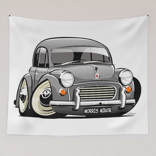 Item preview, Morris Minor 1000 saloon caricature - grey designed and sold by car2oonz.