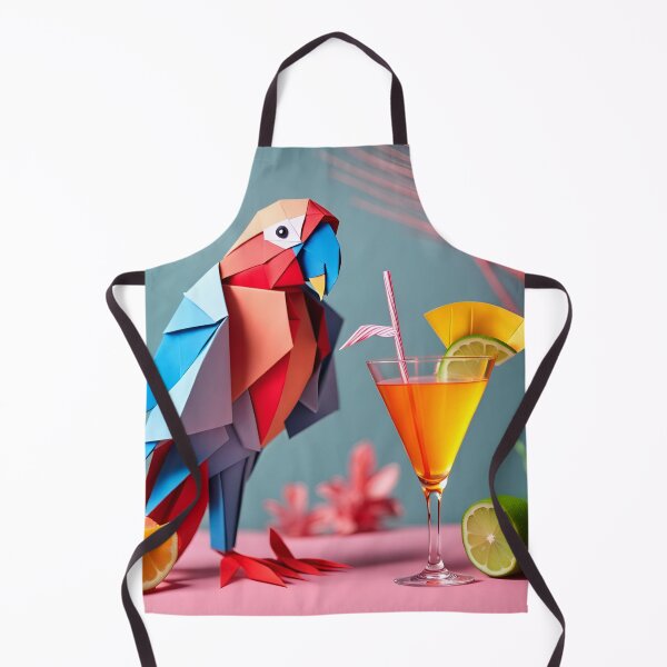 Item preview, Origami Art - Tropical Elegance: Parrot Perched Beside a Colourful Cocktail designed and sold by ArtfulFolds.