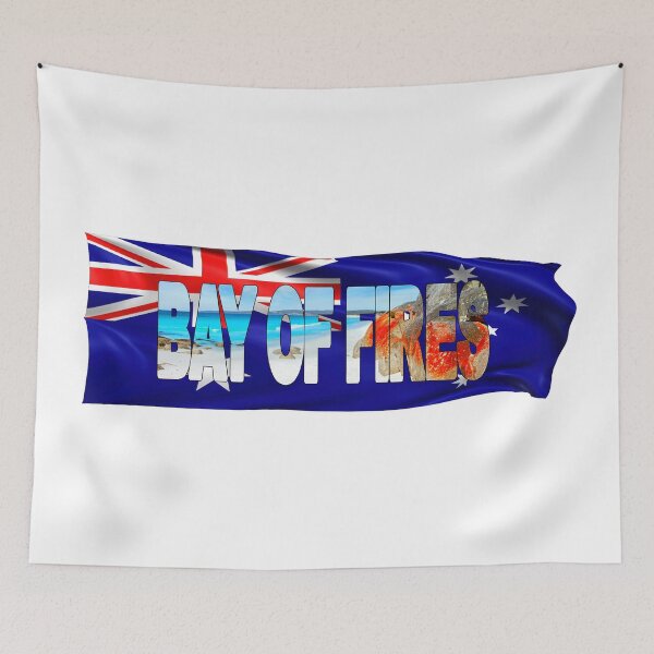 Item preview, BAY OF FIRES - Tasmania Australia with Flag designed and sold by Adam Gormley.