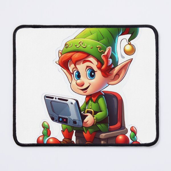 Item preview, Christmas Elf Playing Video Games designed and sold by SoloCraftStudio.