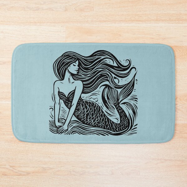 Item preview, Woodcut Mermaid  designed and sold by Texterns.