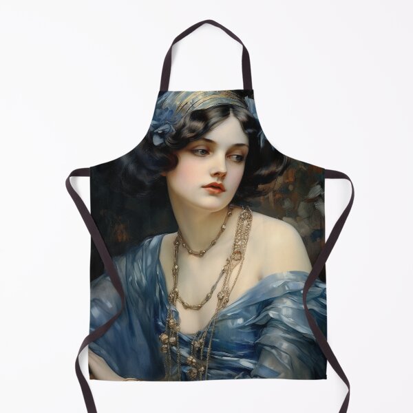 Item preview, Socialite in Blue Dress - Art Nouveau Style designed and sold by ArtNouveauChic.