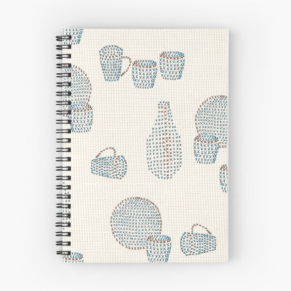 Item preview, Hand drawing cross Stitch pottery designed and sold by artbyruthandco.