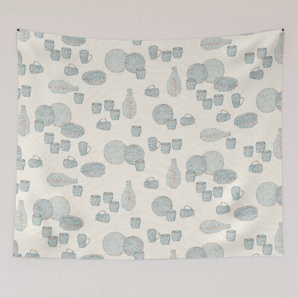 Item preview, Hand drawing cross Stitch pottery designed and sold by artbyruthandco.