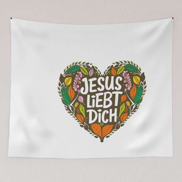 Item preview, Jesus loves you - flower heart designed and sold by Seelenretter.