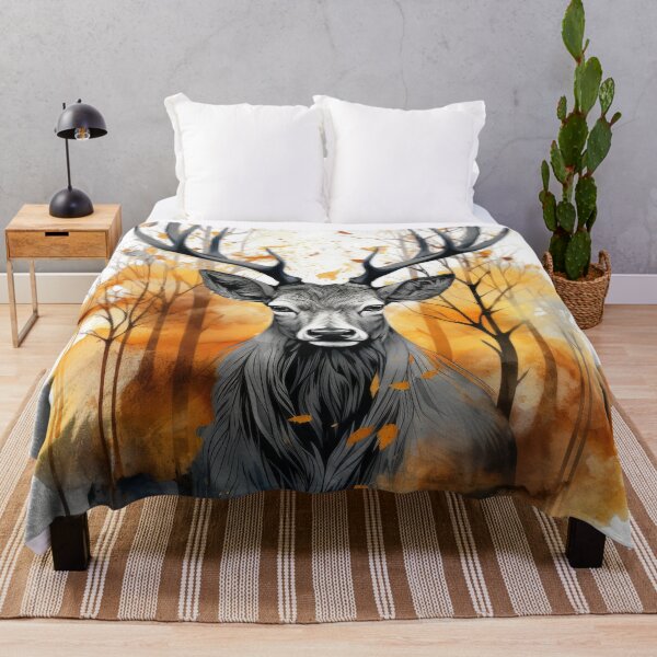Item preview, Stag at Seasons End - Watercolor mixed media design designed and sold by NevernotmeUK.
