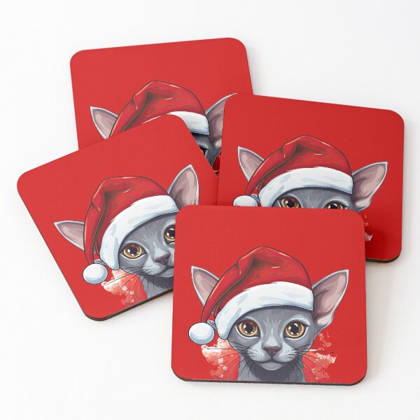 Item preview, A Festive Copper-eyed Oriental Blue Cat designed and sold by Nicholson Street Creative.