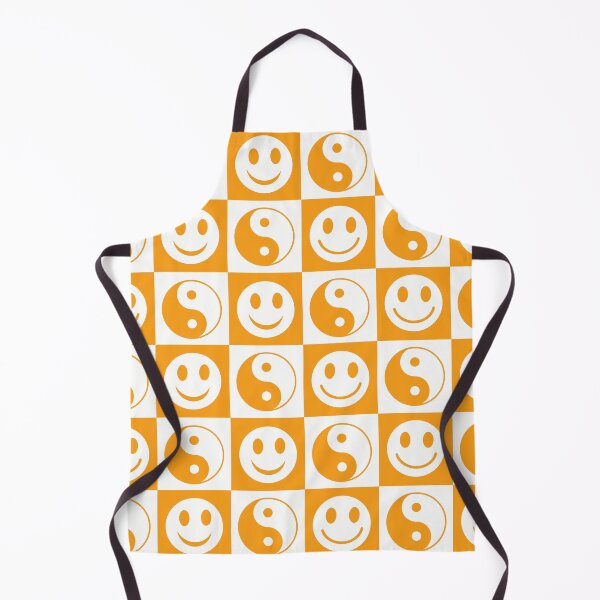 Item preview, Checkered Yin Yang and Smile Faces on White and Orange Squares designed and sold by Yasminepatterns .
