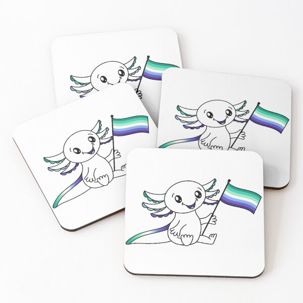 Item preview, Cute Axolotl with Gay Men's Pride Flag LGBTQ+ designed and sold by JoyfulJen.