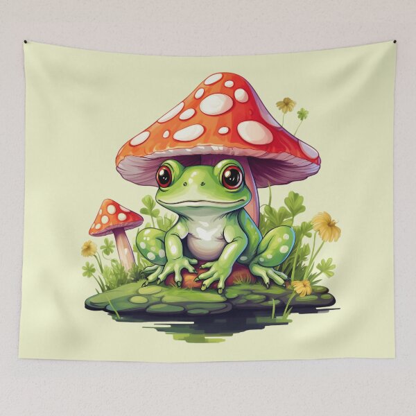 Item preview, Cottage core Toadstool Mushroom and Frog designed and sold by BuxomBabe21.