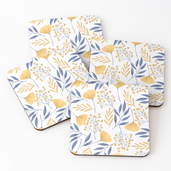 Item preview, Blue Floral desig, Yellow Floral pattern designed and sold by VIBEARTZDESIGN.