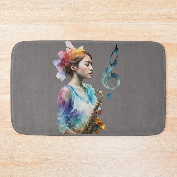 Item preview, Woman with Saxophone Painting in Oil designed and sold by NotesForMusic.