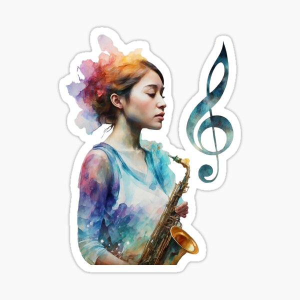 Item preview, Woman with Saxophone Painting in Oil designed and sold by NotesForMusic.