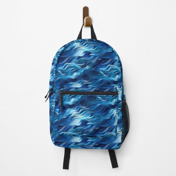 Item preview, Kinetic Sapphire Ocean: Geometric Waves with Glassy Texture designed and sold by polonuim210.