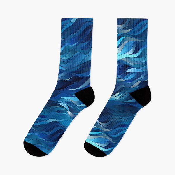 Item preview, Kinetic Sapphire Ocean: Geometric Waves with Glassy Texture designed and sold by polonuim210.