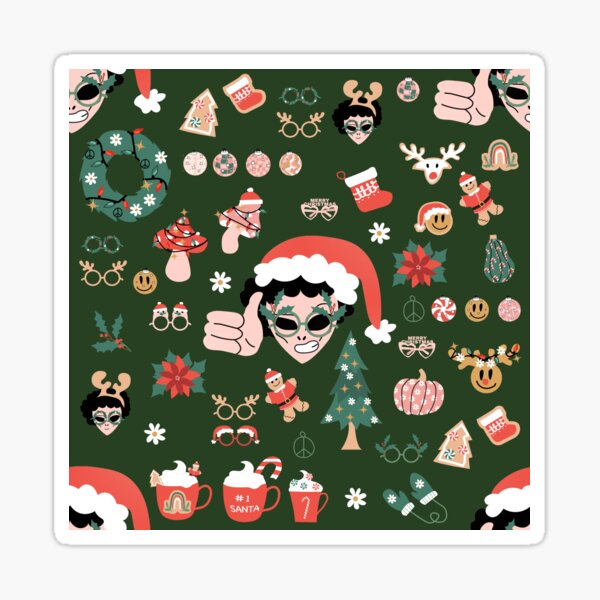 groovy christmas disco santa alien Sticker