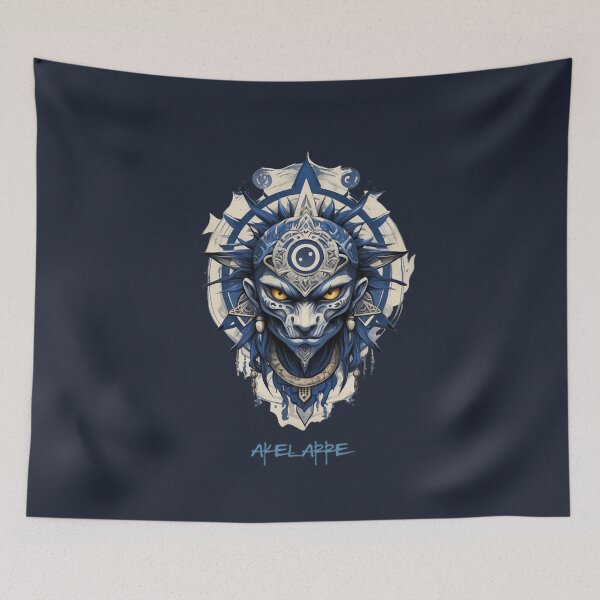 Item preview, Blue and Cream Tribal Necromancer, Akelarre designed and sold by AkelarreDesigns.