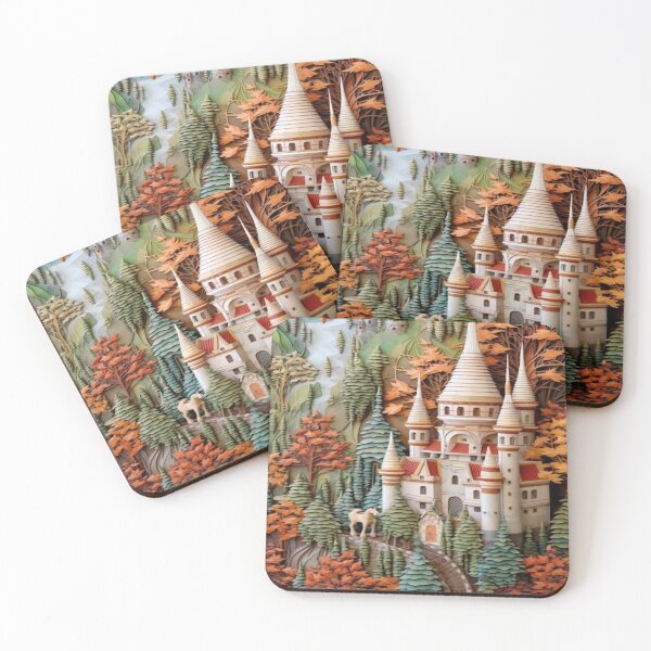 Item preview, Quilled Paper Style Folk Art Whimsical Magical Fairy Tale Castle designed and sold by AmandaArcane.