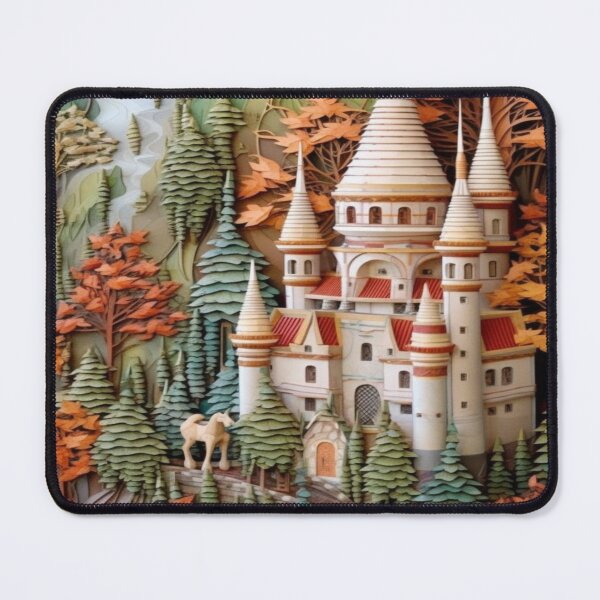 Item preview, Quilled Paper Style Folk Art Whimsical Magical Fairy Tale Castle designed and sold by AmandaArcane.