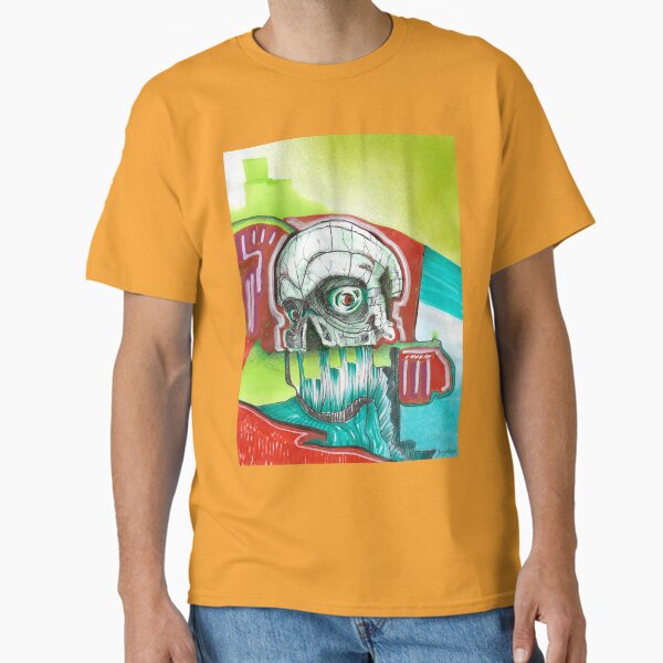 Skull Abstract - Mixed Media on Paper Classic T-Shirt