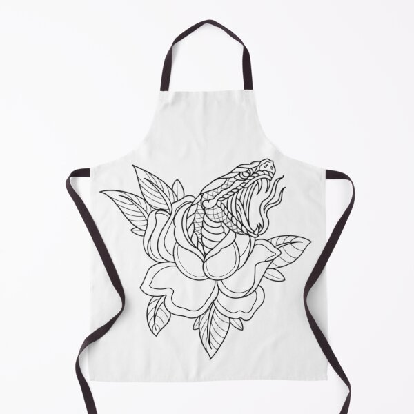 Item preview, Traditional snake and rose tattoo flash line work. designed and sold by ReaperRoseCo.