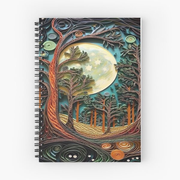 Item preview, Quilled Paper Style Folk Art Whimsical Magical Full Moon Forest designed and sold by AmandaArcane.