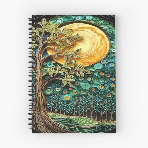 Item preview, Quilled Paper Style Folk Art Whimsical Magical Beautiful Sunny Forest Scene designed and sold by AmandaArcane.