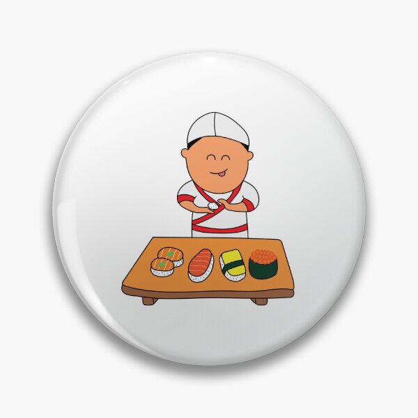 Item preview, cute chef making different kind of sushi designed and sold by wordspotrayal.