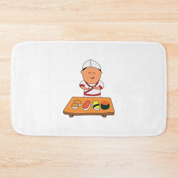 Item preview, cute chef making different kind of sushi designed and sold by wordspotrayal.