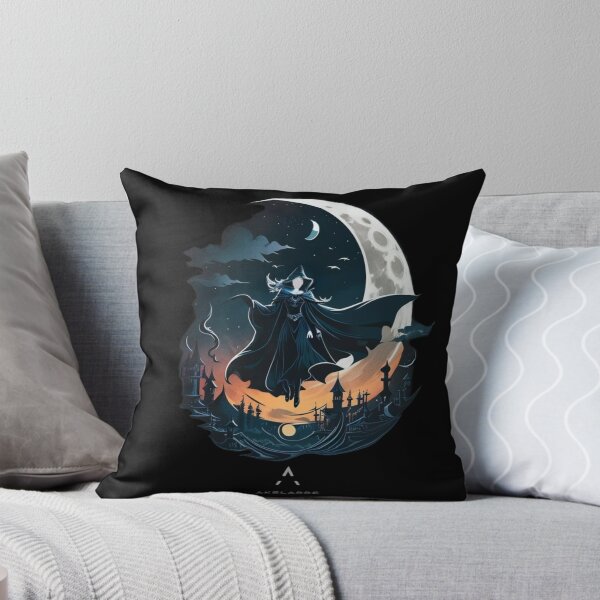 Item preview, Witch in medieval city and moon, Akelarre designed and sold by AkelarreDesigns.