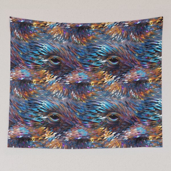 Item preview, Techno-Futurism Glitch Art: Iridescent Geometric Eagle Eye Grid designed and sold by polonuim210.