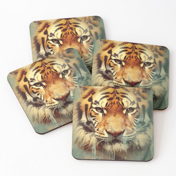 Item preview, Circus Tiger Grungy Moody Whimsical Folk Art Illustration  designed and sold by AmandaArcane.