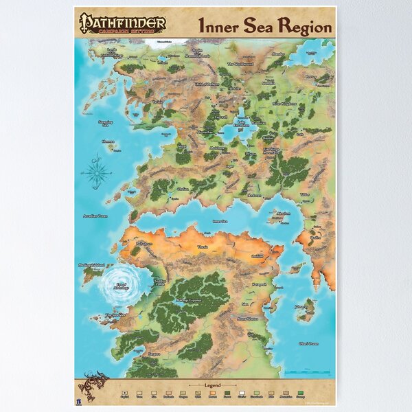 Item preview, Pathfinder: Golarion The Inner Sea Map designed and sold by DGthenew1D.