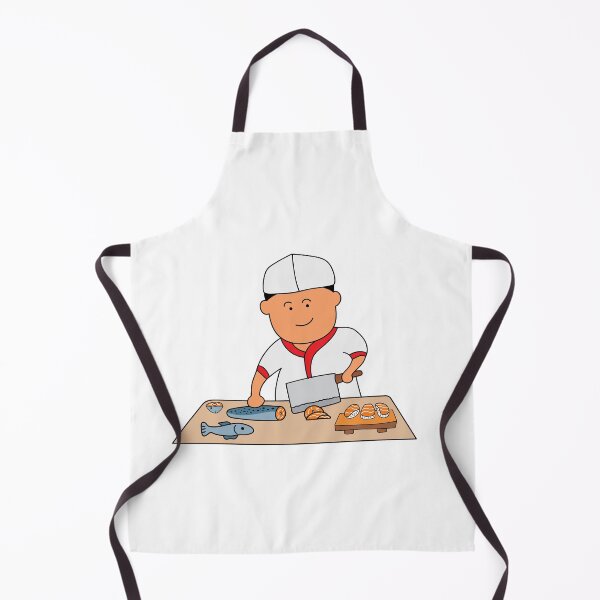 Item preview, sushi chef cutting salmon for sashimi designed and sold by wordspotrayal.