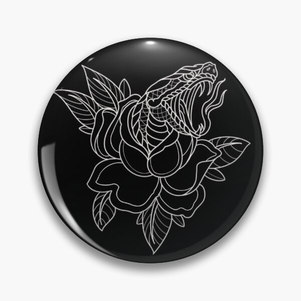 Item preview, Traditional snake and rose tattoo flash line work. designed and sold by ReaperRoseCo.