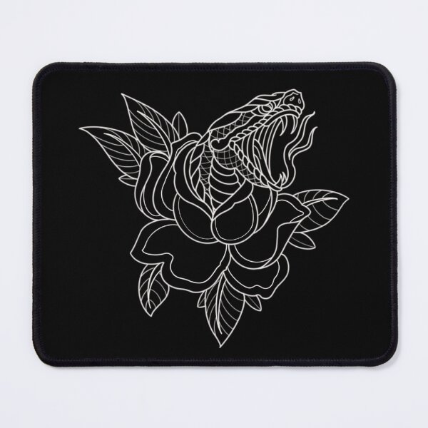 Item preview, Traditional snake and rose tattoo flash line work. designed and sold by ReaperRoseCo.