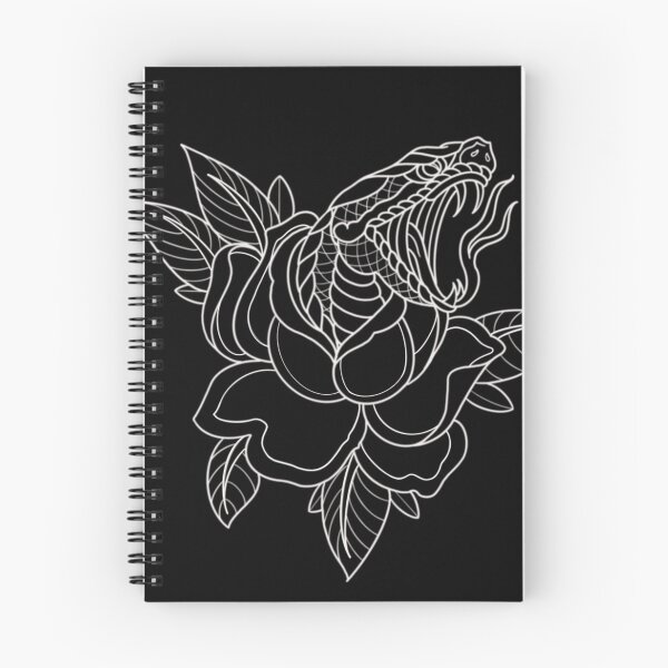 Item preview, Traditional snake and rose tattoo flash line work. designed and sold by ReaperRoseCo.