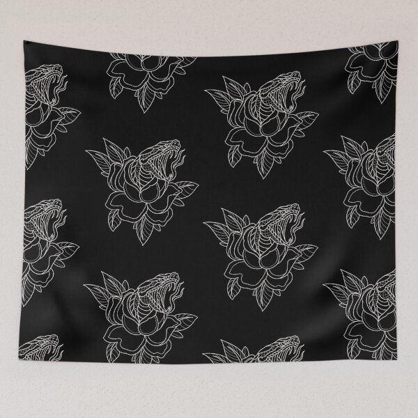 Item preview, Traditional snake and rose tattoo flash line work. designed and sold by ReaperRoseCo.