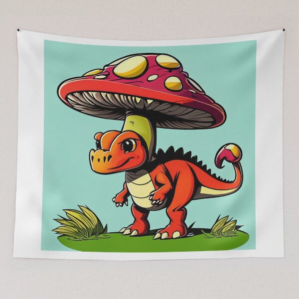 Item preview, Cute dinosaur with mushroom hat designed and sold by AWalkPhoto.