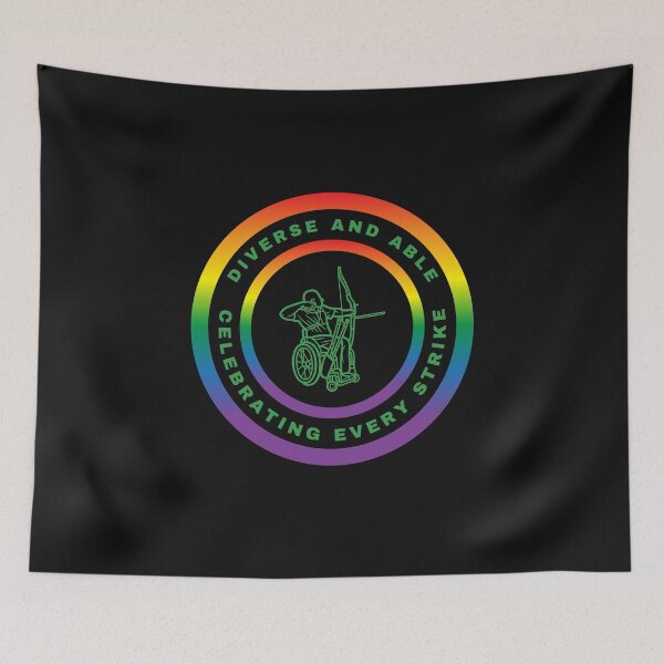 Item preview, LGBTQ Wheelchair Archery Disability Slogan. Diverse and able, celebrating every strike. Lgbtq Wheelchair t-shirt designed and sold by PrideBeProud.