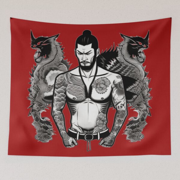 Item preview, Yakuza black and white tattoo style  designed and sold by Roxburylane.