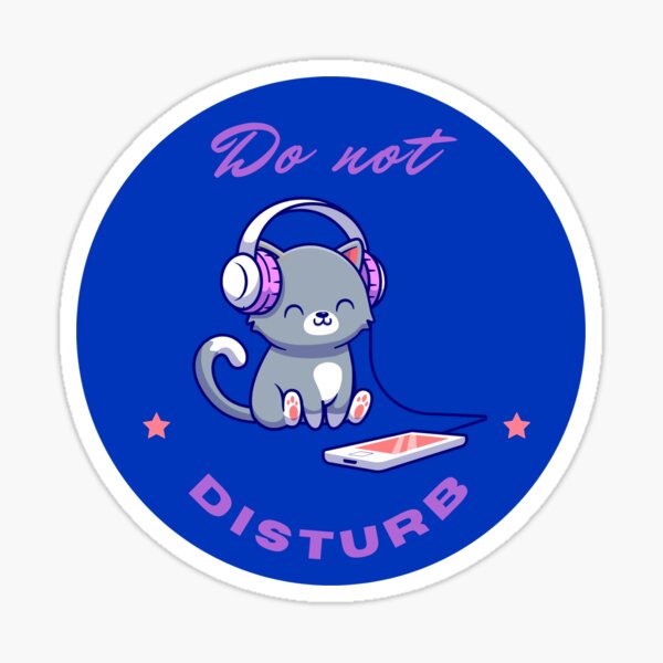 Item preview, Cat with Headphones on Phone Do Not Disturb designed and sold by Neeshki.