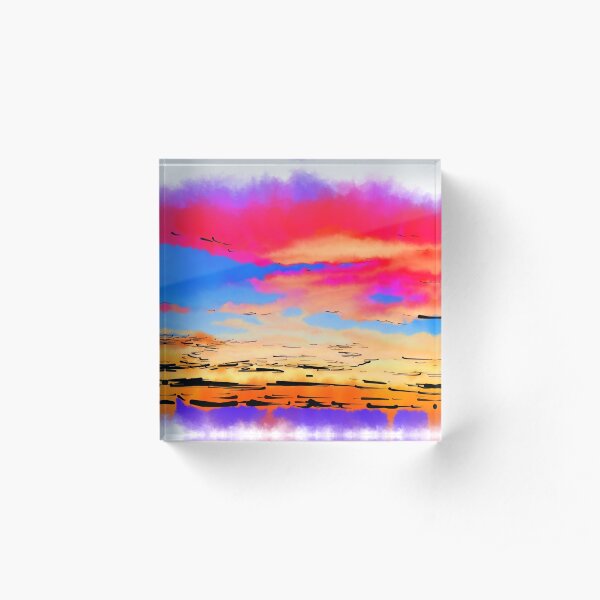Colorful Abstract Sunset Acrylic Block