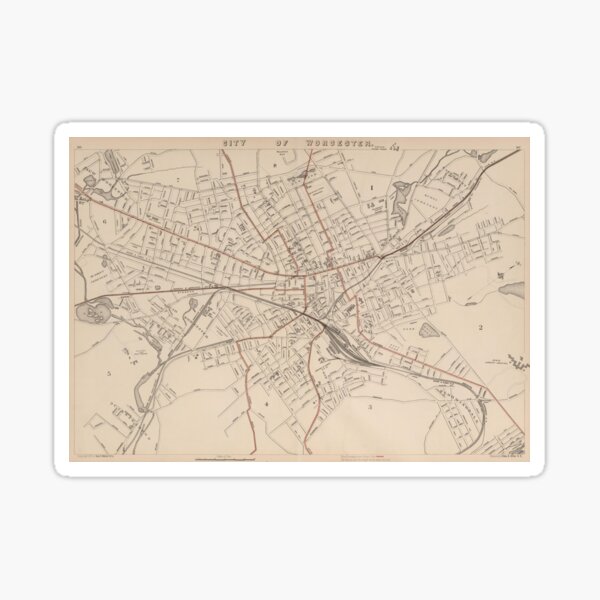 Item preview, Vintage Map of Worcester MA (1891) designed and sold by BravuraMedia.