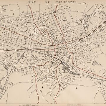 Artwork thumbnail, Vintage Map of Worcester MA (1891) by BravuraMedia